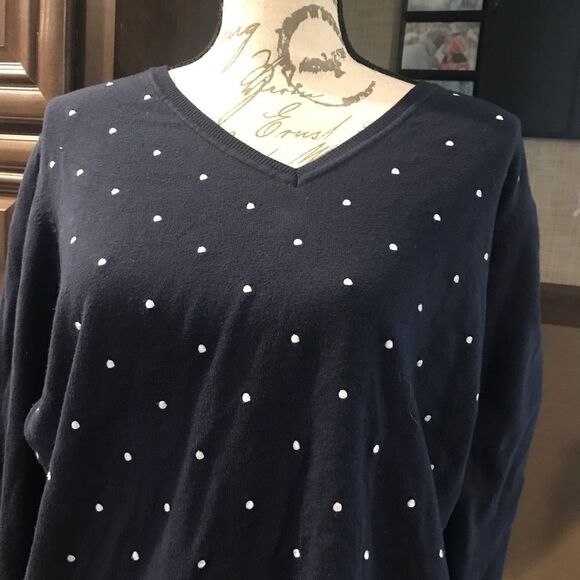 Tommy Hilfiger Blue Sweater Top with White Dots XXL - Picture 4 of 12
